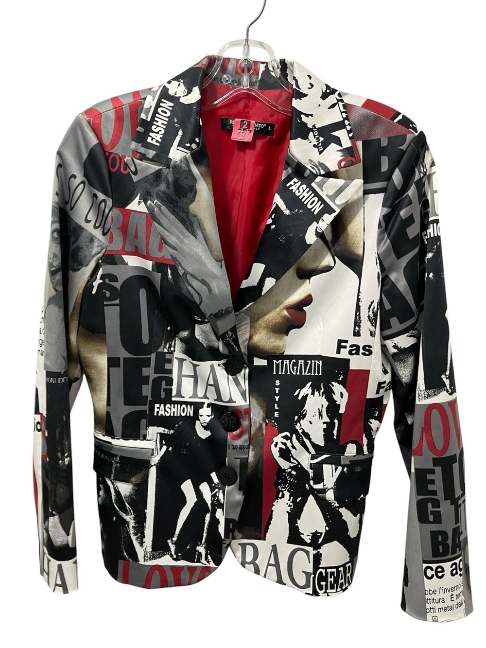 Rinascimento Newsprint Graphic Blazer - Pop Art Print - Size L (Fits S/M)